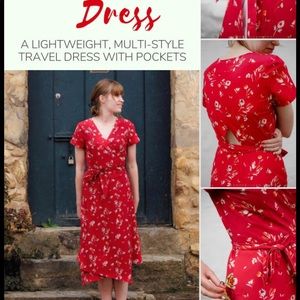 Kosan red floral go travel dress